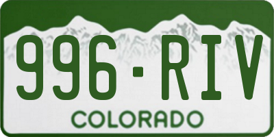 CO license plate 996RIV