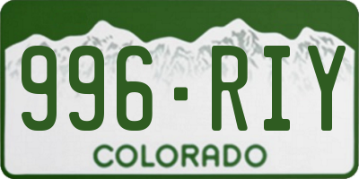 CO license plate 996RIY