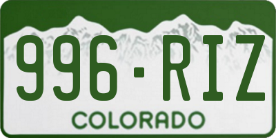 CO license plate 996RIZ
