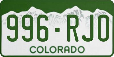 CO license plate 996RJO