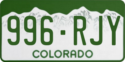 CO license plate 996RJY