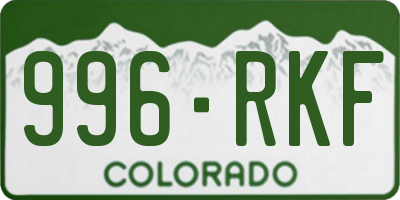CO license plate 996RKF