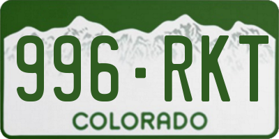 CO license plate 996RKT