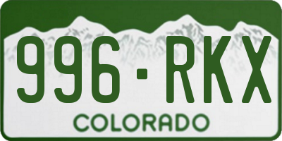 CO license plate 996RKX