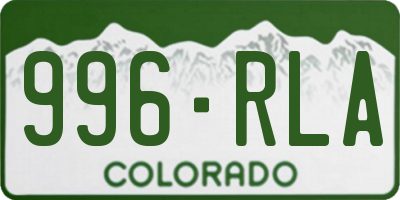 CO license plate 996RLA