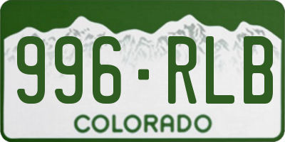 CO license plate 996RLB