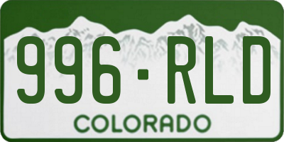 CO license plate 996RLD