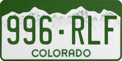 CO license plate 996RLF