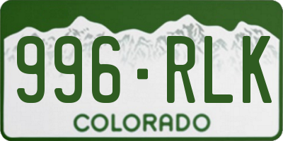 CO license plate 996RLK