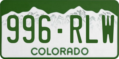 CO license plate 996RLW