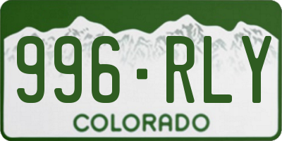 CO license plate 996RLY