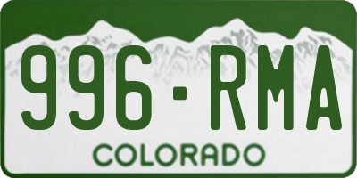 CO license plate 996RMA