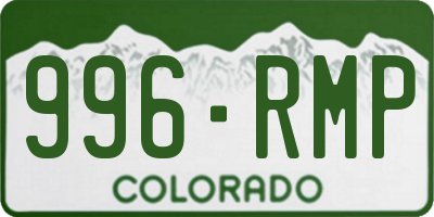 CO license plate 996RMP