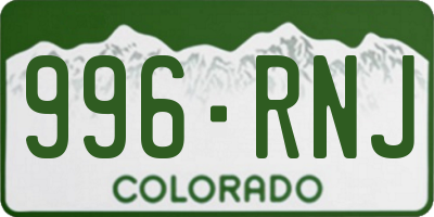 CO license plate 996RNJ