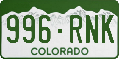 CO license plate 996RNK