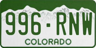 CO license plate 996RNW
