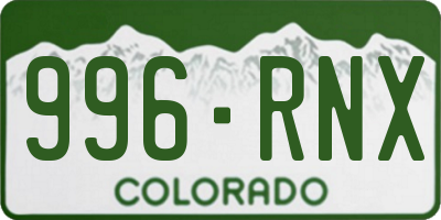 CO license plate 996RNX