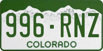CO license plate 996RNZ