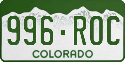 CO license plate 996ROC