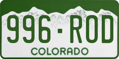 CO license plate 996ROD