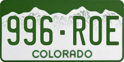 CO license plate 996ROE