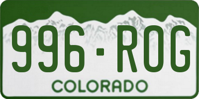 CO license plate 996ROG