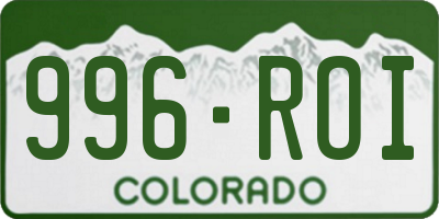 CO license plate 996ROI