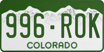 CO license plate 996ROK