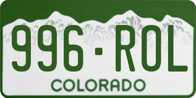 CO license plate 996ROL
