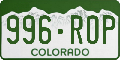 CO license plate 996ROP