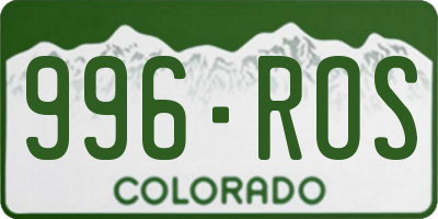 CO license plate 996ROS