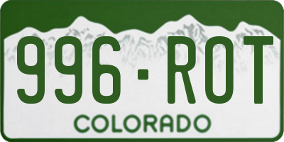 CO license plate 996ROT