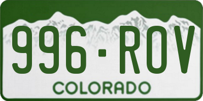 CO license plate 996ROV
