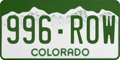 CO license plate 996ROW