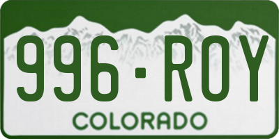 CO license plate 996ROY