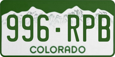 CO license plate 996RPB