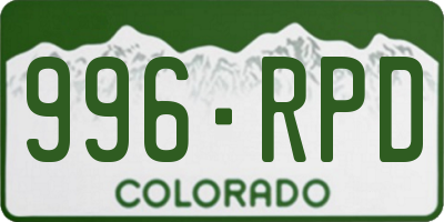 CO license plate 996RPD