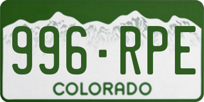 CO license plate 996RPE