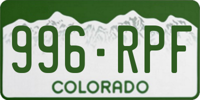 CO license plate 996RPF