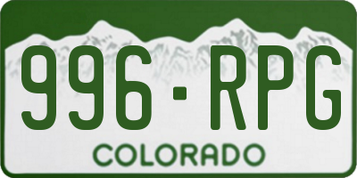 CO license plate 996RPG