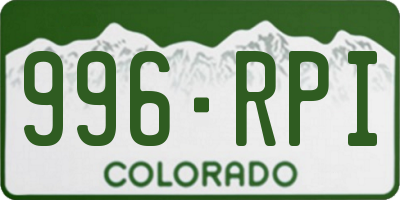 CO license plate 996RPI
