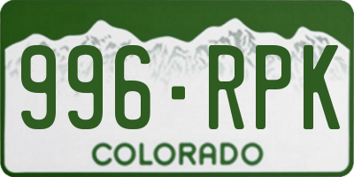 CO license plate 996RPK
