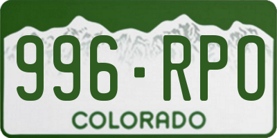 CO license plate 996RPO