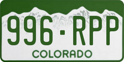 CO license plate 996RPP