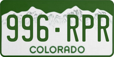 CO license plate 996RPR