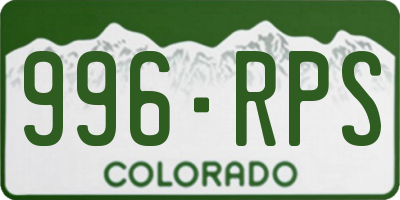 CO license plate 996RPS