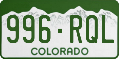 CO license plate 996RQL