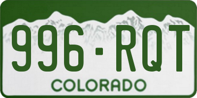 CO license plate 996RQT
