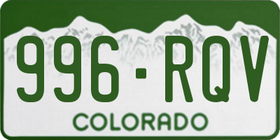 CO license plate 996RQV