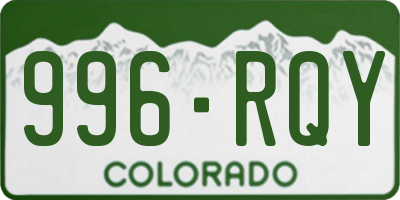CO license plate 996RQY